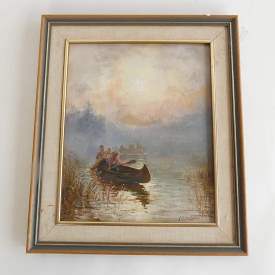 J M MADDEN OIL AMERICAN INDIAN CANOES 255 X 210mm
