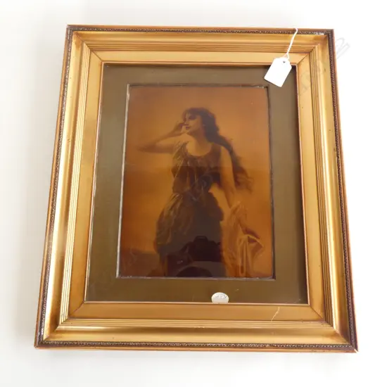 c1900 CRYSTOLEUM COMTEMPLATIVE YOUNG WOMAN 