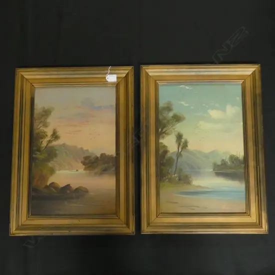 HENRY THOMAS GARRATT (1875-1953) PR OIL LANDSCAPES. image 435 x 280mm each