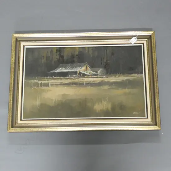 BRIAN BAXTER OIL OLD BARN SIGNED & DATED '81 365x595mm