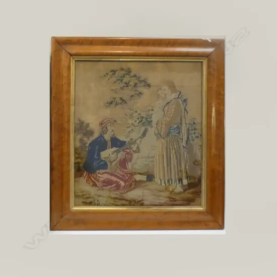 ANTIQUE WOOD FRAMED TAPESTRY 370 X 430MM