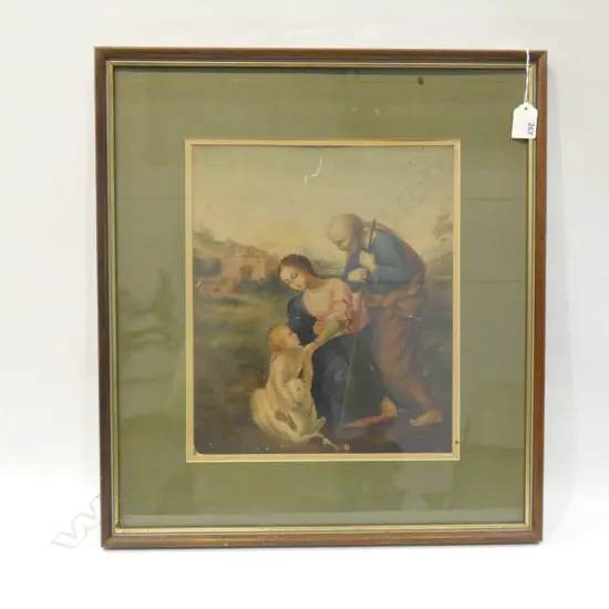 OLD FRAMED 'RAPHAEL' PRINT 'THE HOLY FAMILY'  330 X 270MM