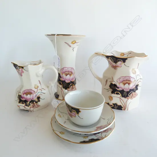 4 PCS WATERLILLY PATTERN MASONS IRON STONE CHINA, CUP SAUCER PLATE