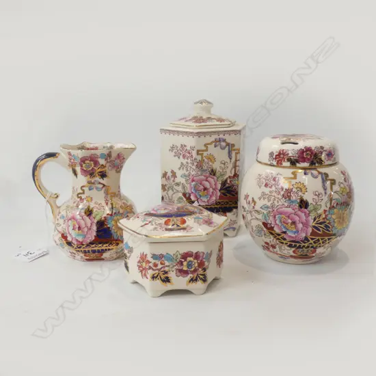 4 PCS BROCADE PATTERN, MASONS IRONSTONE CHINA