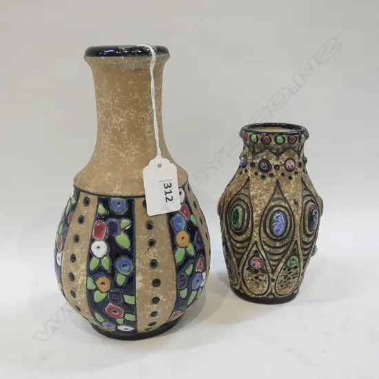 2 AMPHORA VASES - LARGEST H 210MM