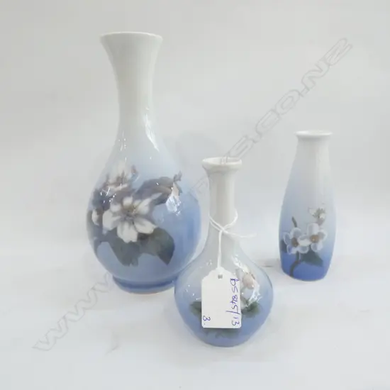 3 ROYAL COPENHAGEN VASES H.210mm
