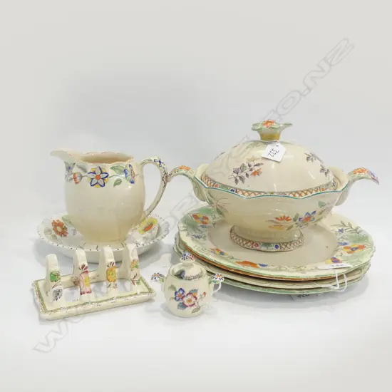 MASON IRONSTONE 5 PLATES JUG VEG TURREEN TOAST RACK & MUSTARD MIXED PATS