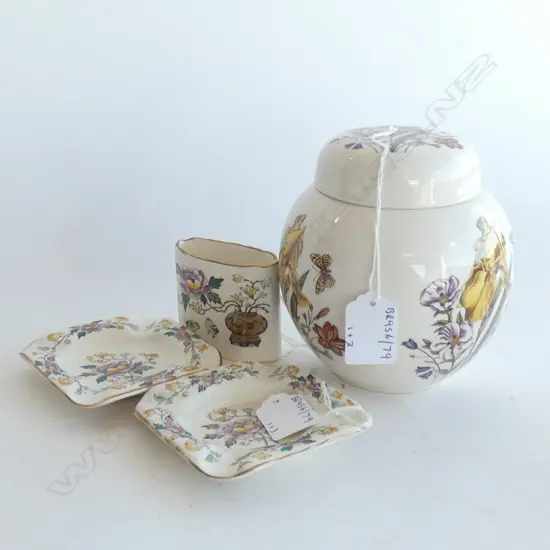 MASONS IRONSTONE LIDDED GINGER JAR & 3 SM PCS (4)