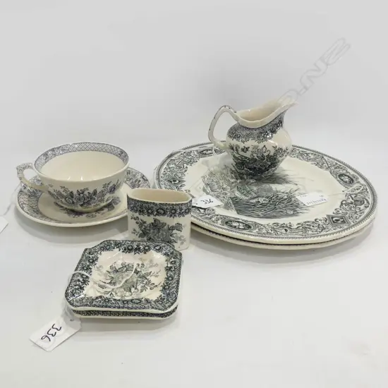 MASON IRONSTONE 2 RACK PLATES C/S JUG TOOTHPICK HOLDER & 2 ASHTRAYS