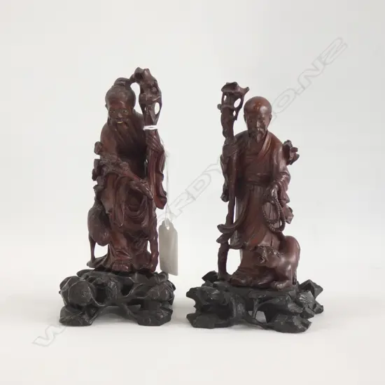 PR SM WOODEN CARVED ORIENTAL FIGURES H. 160MM