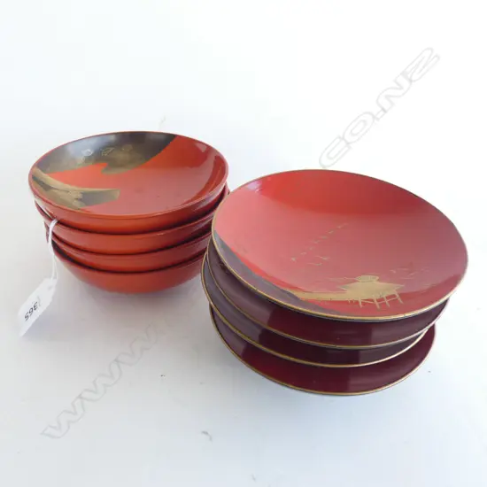 2 SETS OF FOUR JAPANESE LACQUER LIDS