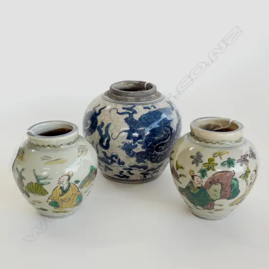 3 x CHINESE GINGER JARS