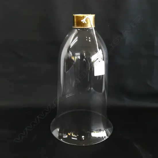 VINTAGE GLASS CEILING LIGHT W BRASS NECK H. 290 DIA 165MM