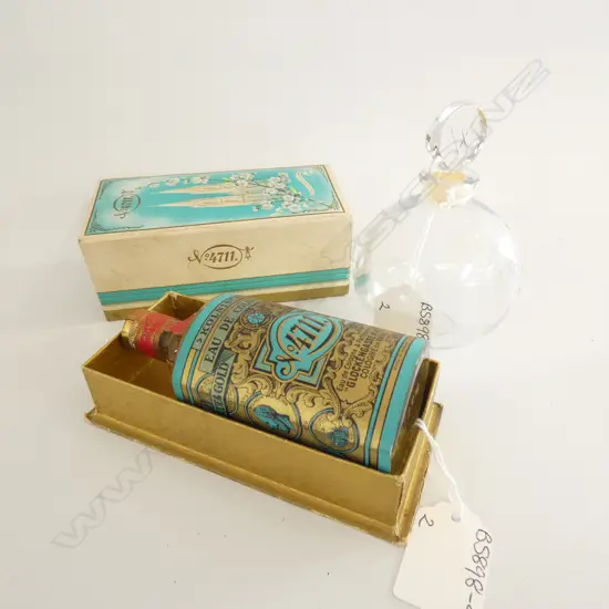 LALIQUE SCENT BOTTLE EMBOSSED WITH STARS & STOPPER (W ON STOPPER)115MM + BOXED 4711 COLOGNE - UNOPENED