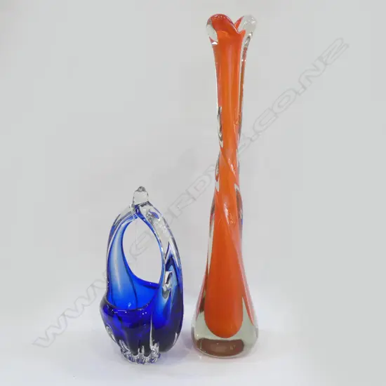 RETRO ART GLASS VASE & BASKET