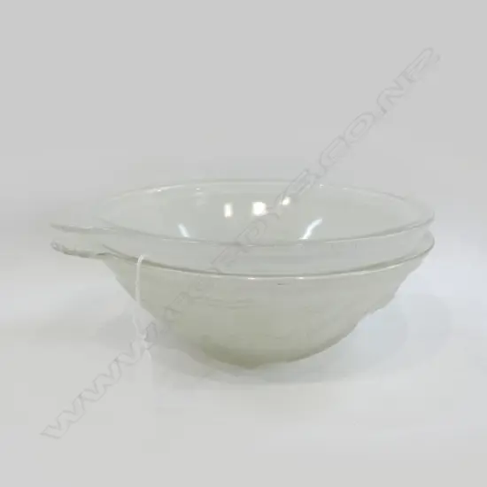 2 VINTAGE FROSTED GLASS BOWLS 220mm dia