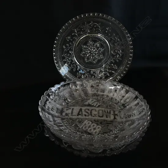 4 ASST VINTAGE GLASS PLATES INCL ROYALTY PLATES C1887/88 DIA 250MM