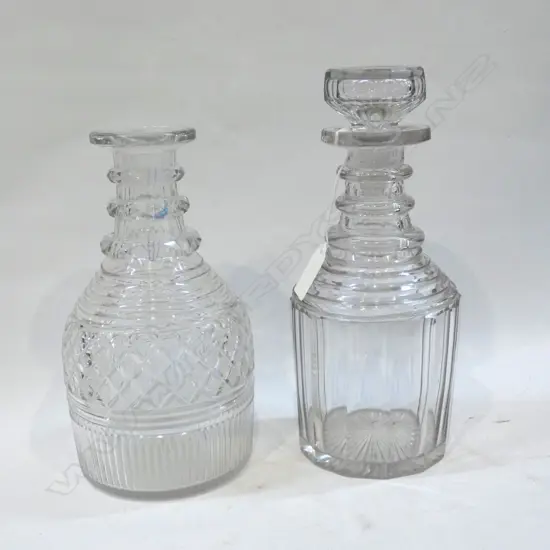 2 CUT GLASS DECANTERS - 1 WITH NO STOPPER H. 245MM