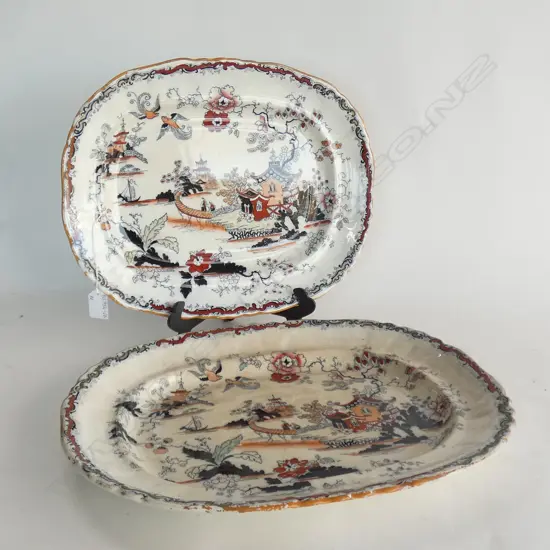 2 ANTIQUE MASONS PLATTERS 430 MM,380 MM