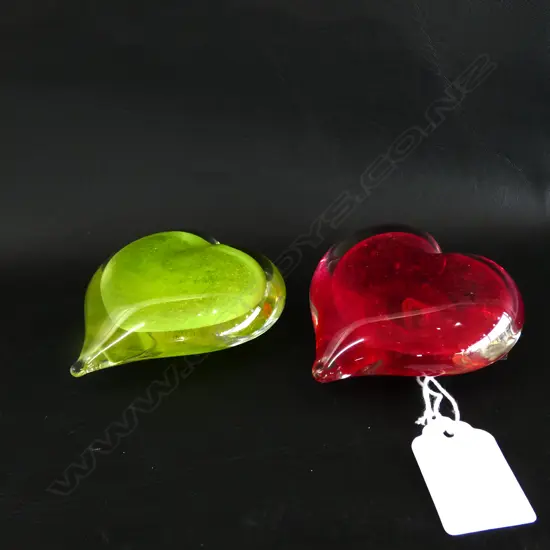 TWO HEART SHAPED PAPERWEIGHTS 