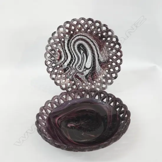 PR SLAG GLASS PIERCED PLATES; 1 WITH RD STAMP  DIA  215MM