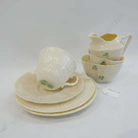 7 PCS BELLEEK CHINA INCL TRIO 