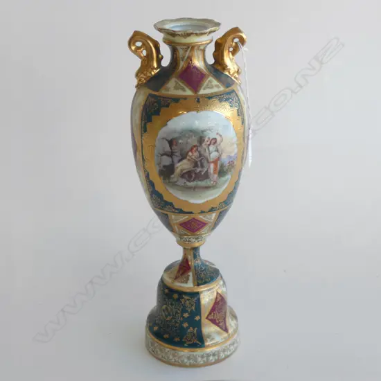 ROYAL VIENNA GOLD GILDED PORCELAIN VASE C 1930'S H 310MM