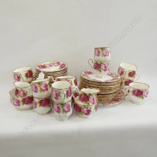 ROYAL ALBERT OLD ENGLISH ROSES - 52 PCS - TRIOS / JUGS / BOWLS ETC.. A FEW CUPS A/F