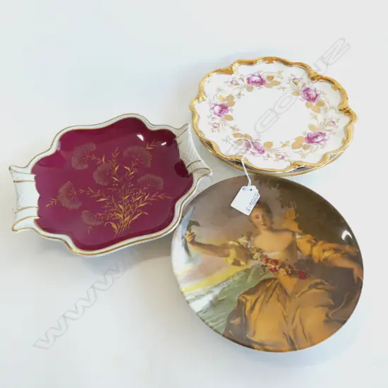 4 COLLECTABLE PLATES; LIMOGES / COALPORT ETC. LARGEST DIA 230MM