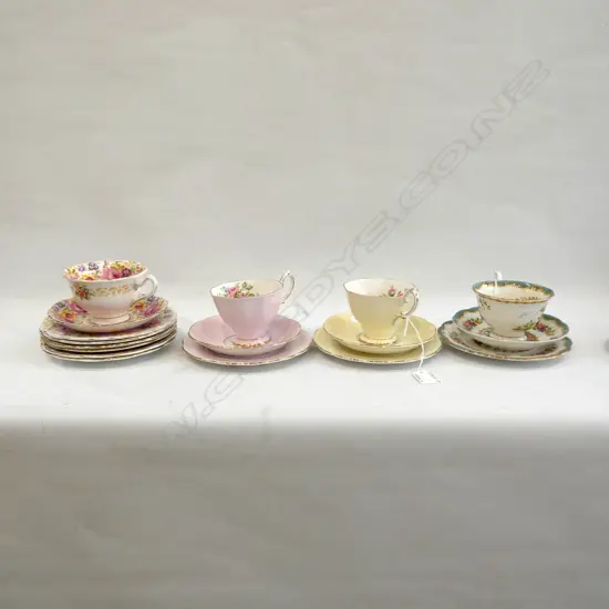 4 ROYAL ALBERT TRIOS INCL CHELSEA BIRD + 5 RA SERENA PLATES 