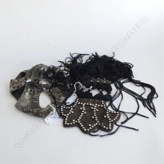 VINTAGE BRONZE SEQUIN CAP + DIAMANTE STUDDED TASSLES