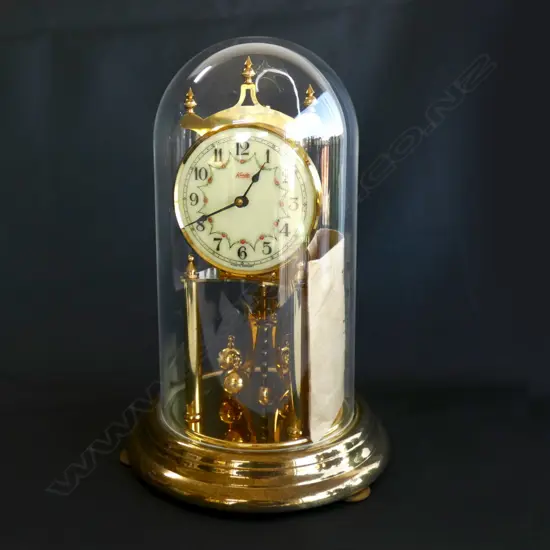 GERMAN KUNDE DOME CLOCK - WITH KEY & INSTRUCTIONS - WORKING - H 310MM