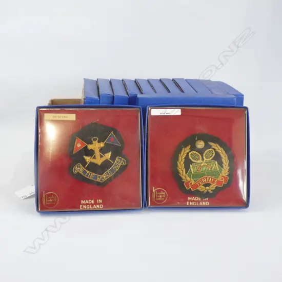 BOX 14 INDIV. BOXED CLOTH ENSIGNIA REPO BADGES