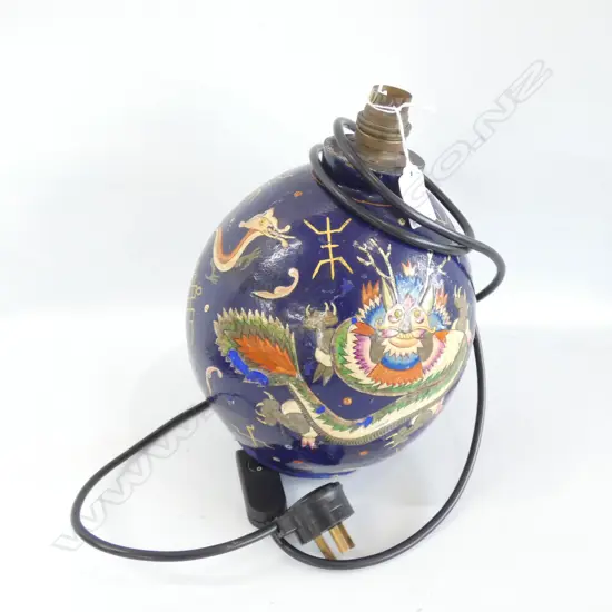 ORIENTAL BLUE LACQUER TABLE LAMP BASE H. 270MM