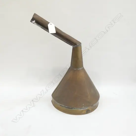 VICTORIAN BRASS SIEVE FUNNEL w PATENT STAMPS BY P H MUNTZ H 360MM