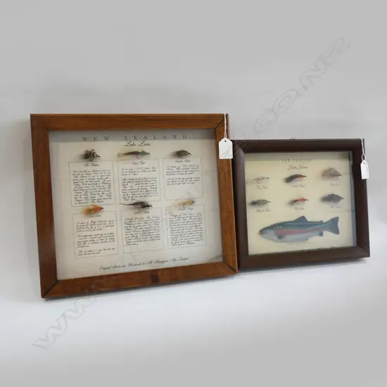 2 NZ FLY FISHING LURES, FRAMED 230x270mm