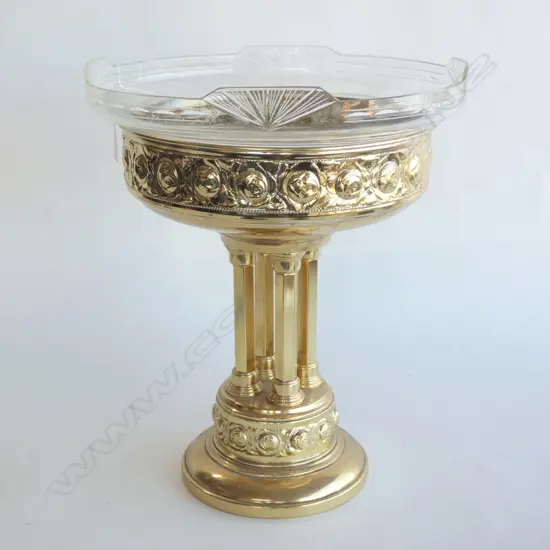 LG GOLD METAL STAND WITH GLASS BOWL INSERT DIA 315MM H. 380MM