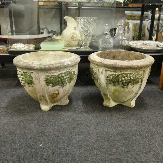 PR VINTAGE CONCRETE PLANTERS 390mm dia