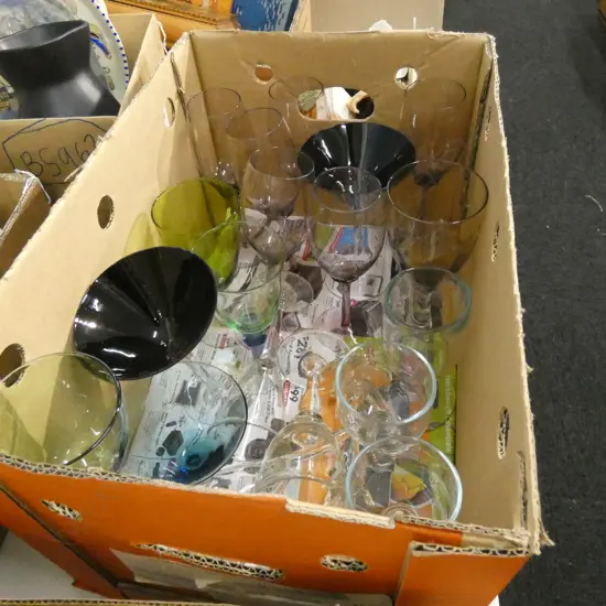 BOX LOT ASST. WINE GLASSES 