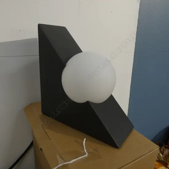 PR MILLIGRAM TRIANGLE TABLE LAMPS; 1 BLACK/1 WHITE 180 X 100 X 180MM - NEW IN BOXES RRP$145EA
