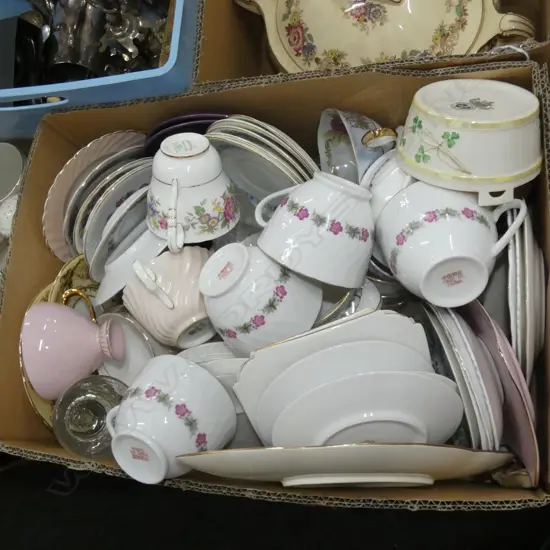 BOX LOT ASST. TEACUPS ETC