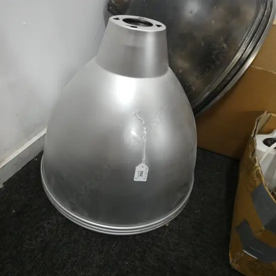 3 SILVER INDUSTRIAL LIGHTS 425mm dia 