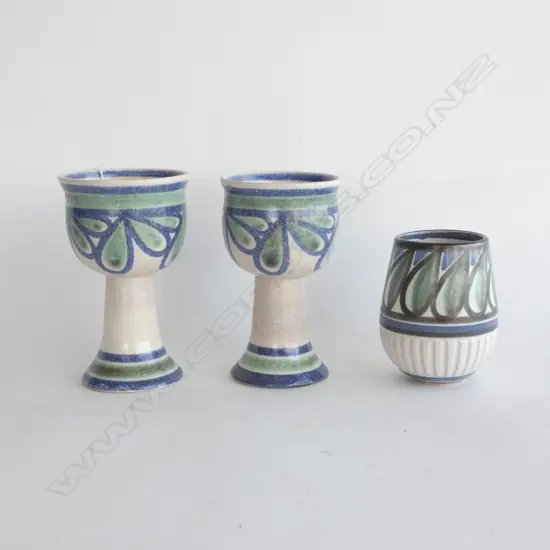 3 ANNEKE BOREN PCES; 2 GOBLETS & A CUP H.105mm