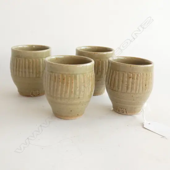 4 MIREK SMISEK CELADON CUPS H.95mm