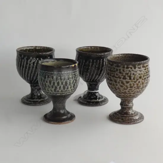 4 MIREK SMISEK GOBLETS (1 w. CHIPS) H.115mm