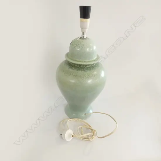 LG GREEN POTTERY TABLE LAMP BASE H. 480MM