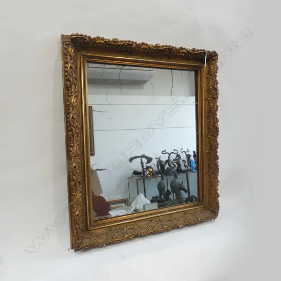 LG GILT FRAMED WALL MIRROR (SOME MARKS TO MIRROR)  585 X 700MM