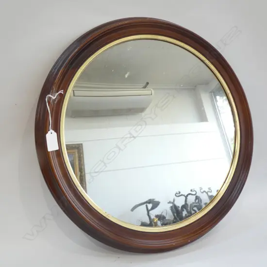 ROUND WOOD FRAMED WALL MIRROR DIA 500MM