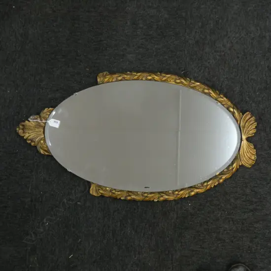 GILT FRAMED OVAL WALL MIRROR  810 X 410MM