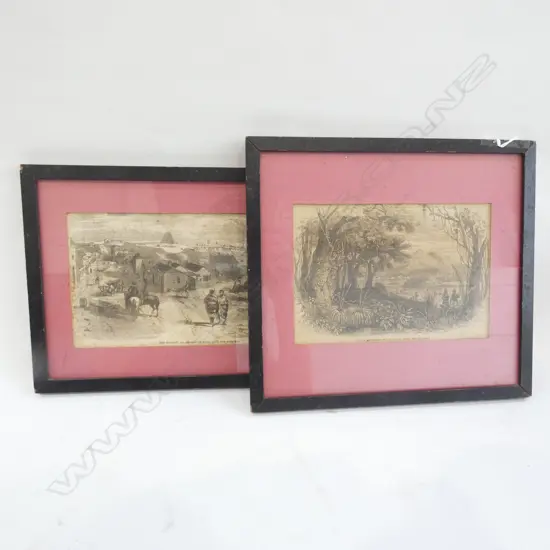 PR EARLY PRINTS NATIVE SETTLEMENT ON WAIROA RIVER & MT ELIOT  240 X 125MM